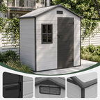 6 x 4 ft Plastic Garden Storage Shed with Apex Roof & Lockable Door