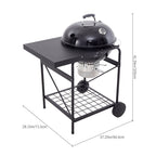 Outdoor Round Charcoal Grill with Side Table