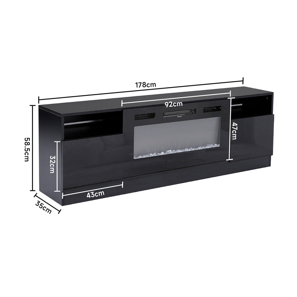 Recessed Electric Fireplace TV Stand with Closed Storage