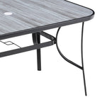 Garden Tempered Glass Wood Grain Coffee Table With Parasol Hole