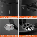 3 in 1 Garden 3-Tier Charcoal Grill with Smoker