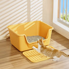 Open Top Cat Litter Box with Cat Litter Mat