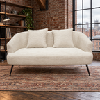 Modern Garden Sanctuary chenille 2-seater sofa with two scatter cushions, featuring plush fabric and sleek design.