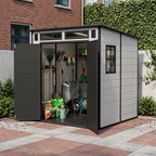 6 x 6 ft Plastic Garden Storage Shed with Pent Roof & Padlockable Doors