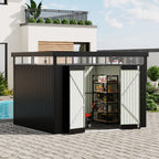 10 x 8 ft Metal Garden Storage Shed with Flat Roof & Double Doors