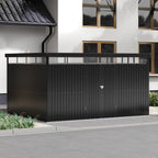 13 x 10 ft Metal Garden Storage Shed with Flat Roof & Padlockable Double Doors