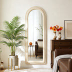 Double Arched Full-Length Mirror with Safety Film & Velvet-Wrapped MDF Frame