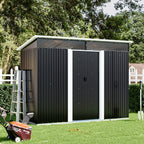 8 x 4 ft Metal Garden Storage Shed with Lockable Sliding Doors