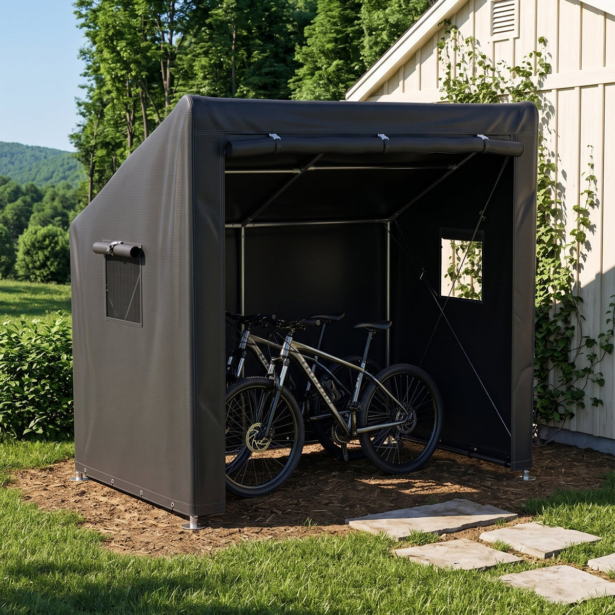 6 x 4 ft Outdoor Garden Storage Shelter Bike Tent with Roll-Up Zipper Door
