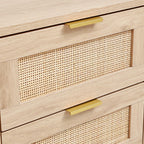 2 Pack Wood and Rattan Side Cabinet