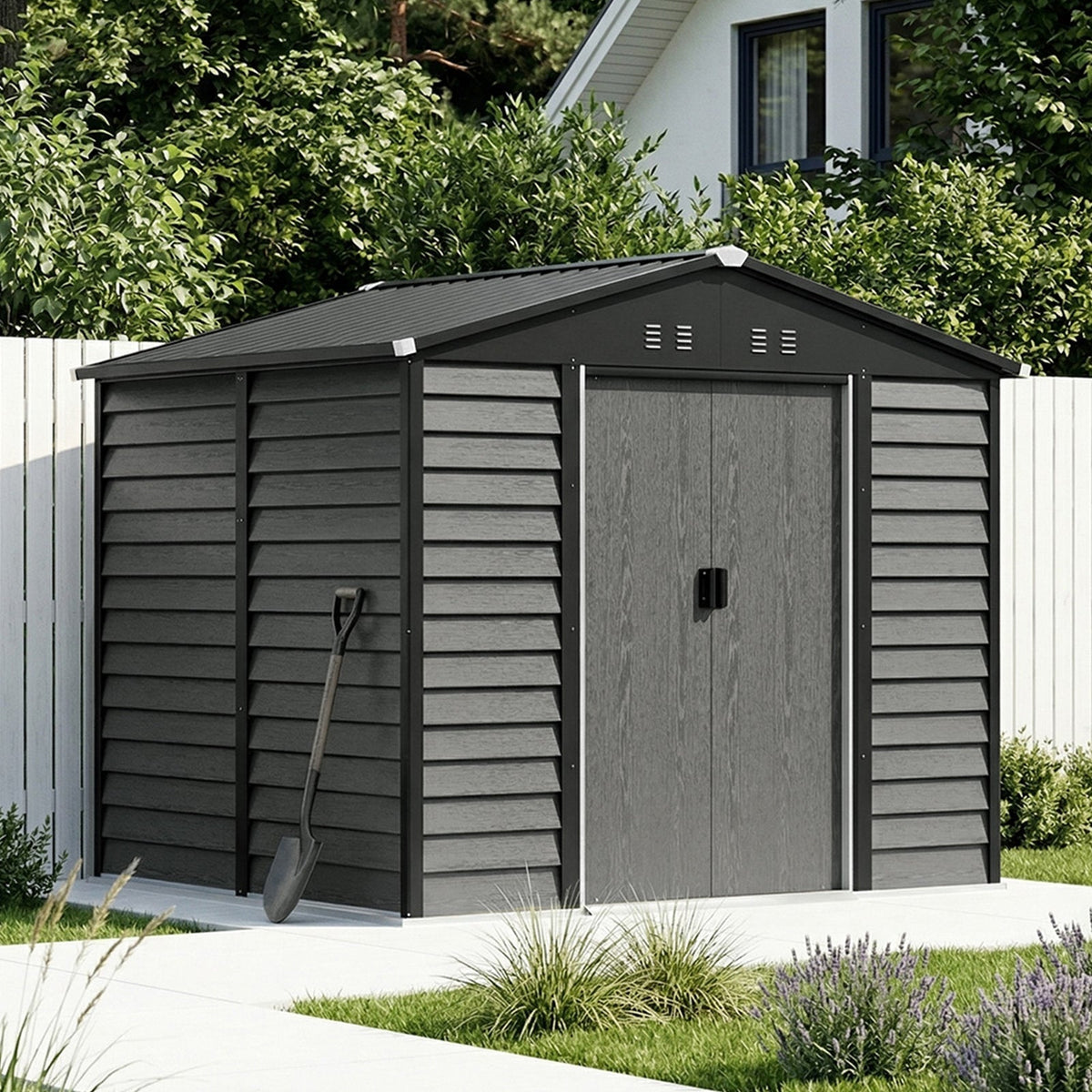 8 x 7 ft Metal Garden Storage Shed with Apex Roof