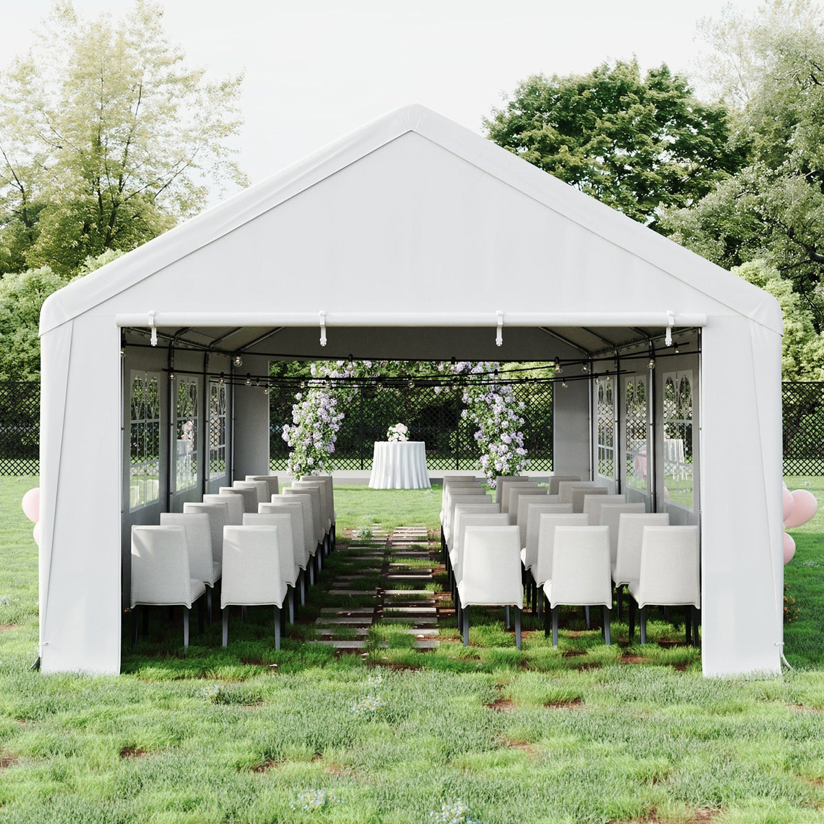 Garden Party Tent with Removable Sidewalls and Doors