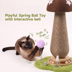 Brown Mushroom Cat Scratching Post with Turntable Toy