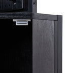 Industrial Tall Corner Bar Cabinet with Power Socket & LED Lighting