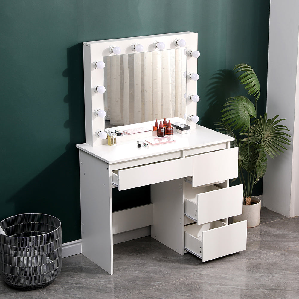 Hollywood Dressing Table with Large Lighted Mirror