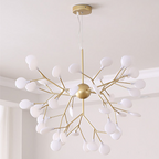 Modern Firefly LED chandelier by DEMOLIGHTS featuring Nordic leaf branch design with multiple LED lights pendant fixture.