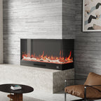 Modern L-Shape Recessed Electric Fireplace with Remote