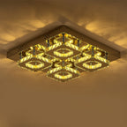 Select Dimmable Option Square Large-size Glamourous Crystal LED Ceiling Light