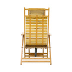 Garden Bamboo Wood Foldable Recliner Lounge Chair with Retractable Footrest