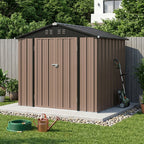 8 x 6 ft Metal Garden Storage Shed with Apex Roof & Lockable Double Doors