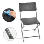 Set of 2 Outdoor Rattan Plastic Folding Chairs Black