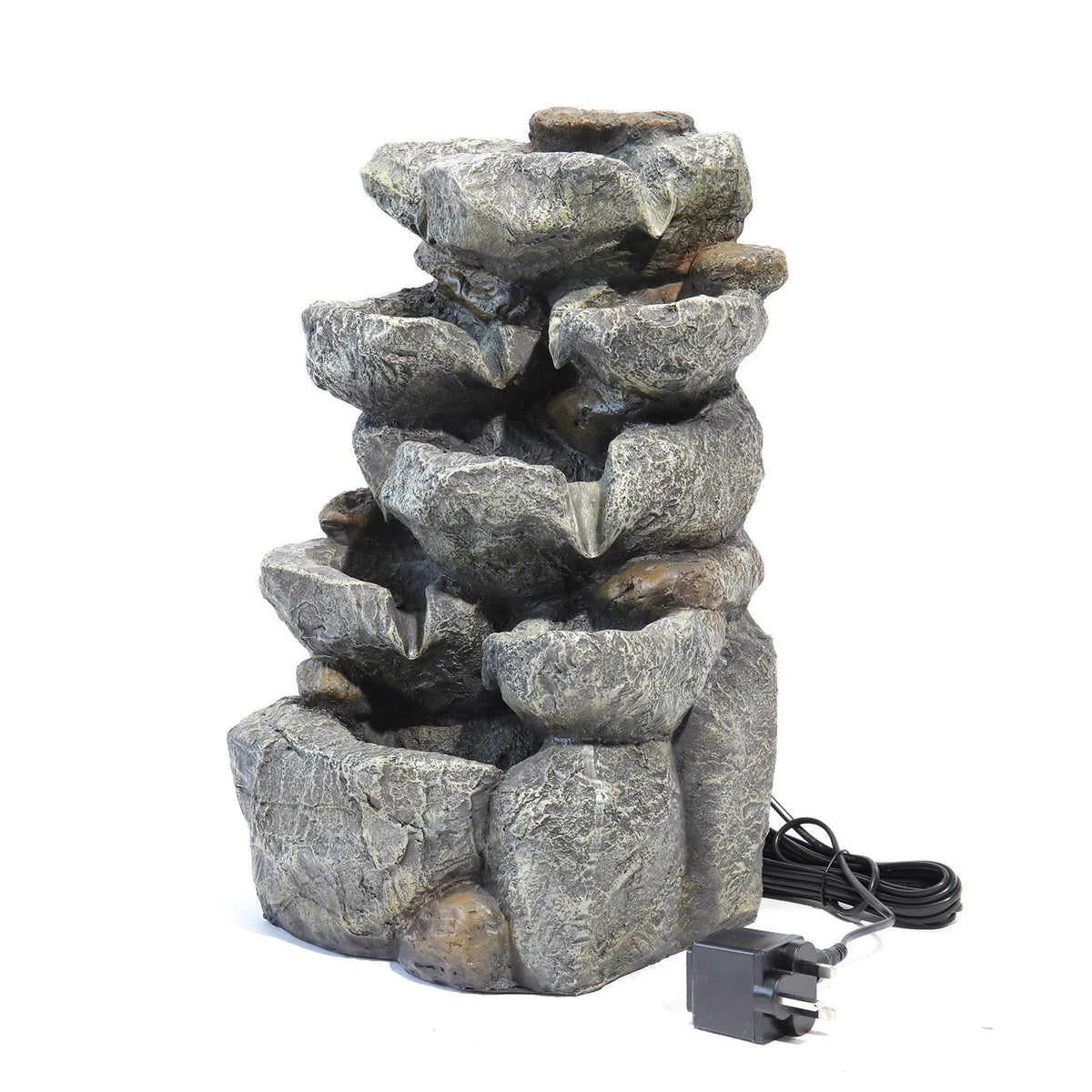 Multi-Tiered Garden Cascading Water Fountain with LED Lights