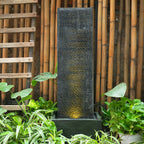 Rectangle Stone-Styled Cascading Waterfall Fountain with LED Lights