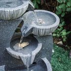 4-Tiered Garden Cascading Water Fountain with LED Lights Bowls Decorated
