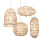 DEMOLIGHTS rattan woven lantern pendant light shade, natural basket-style chandelier for warm, cozy lighting.