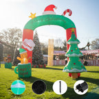 Garden Sanctuary 9FT Christmas blow-up archway inflatable decoration set up outdoors for holiday celebrations.