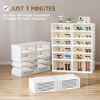 4-Tier Foldable Storage Cabinet Shoes Organizer with Doors