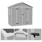 8 x 4 ft Plastic Garden Storage Shed with Apex Roof & Lockable Double Doors