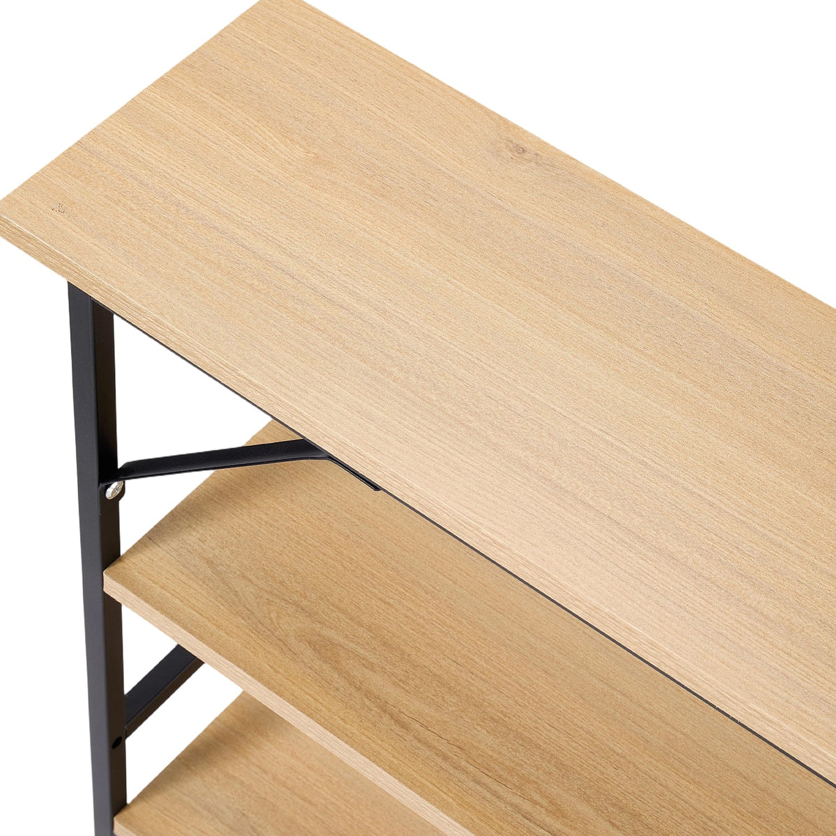 Garden Sanctuary 3-tier wood-grain narrow console table rack with sleek design and sturdy wooden shelves.