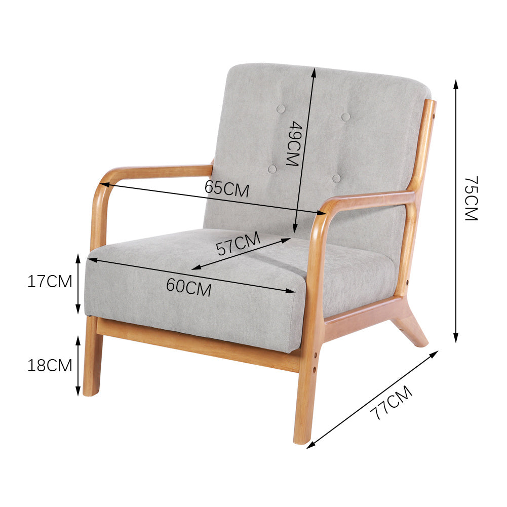 Solid Wooden Frame Upholstered Tufted Armchair