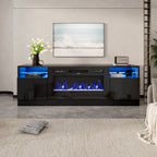 Recessed Electric Fireplace TV Stand with Closed Storage