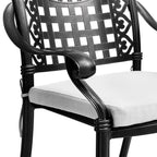 Set of 2 Outdoor Dining Chairs Cast Aluminum with Cushions
