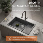 Modern Quartz Resin Composite Kitchen Sink with Waste Kit