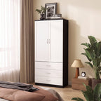 2-Door Wardrobe with 3 Drawers & Hanging Rail