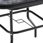 Black Garden Square Marble Patio Table With Umbrella Hole