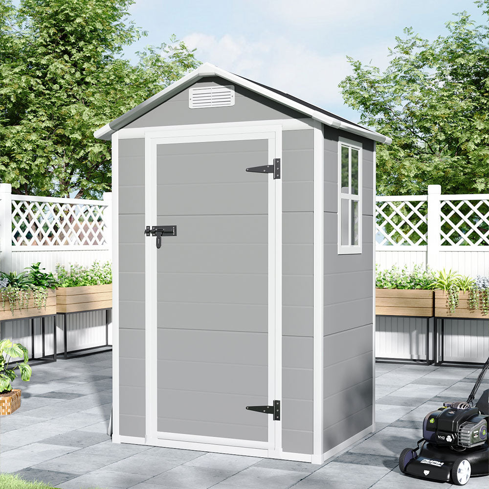 4 x 3 ft Plastic Garden Storage Shed with Apex Roof & Lockable Door