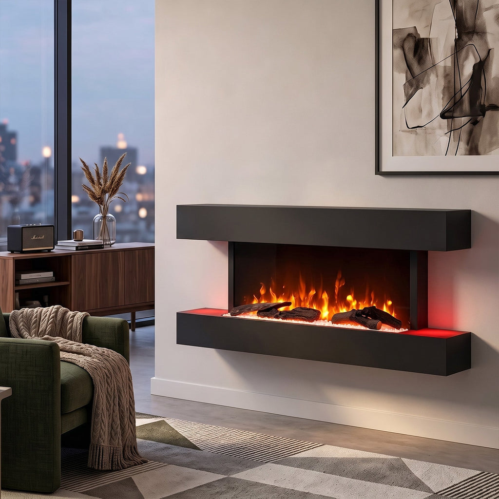 52 Inch Iron Frame Electric Fireplace Suite with WiFi App and Remote Control