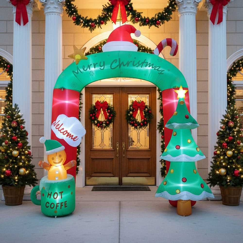 Garden Sanctuary 9FT Christmas blow-up archway inflatable decoration with festive holiday design on white background