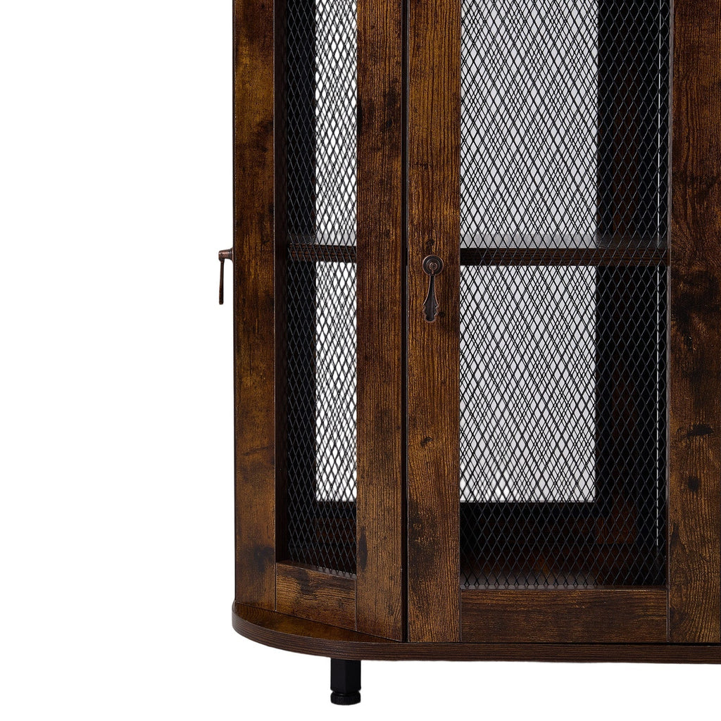 5-Tier Corner Bar Cabinet with Built-in Power Outlet and LED Lights