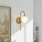 Golden Wall Light with Frosted Glass Shade