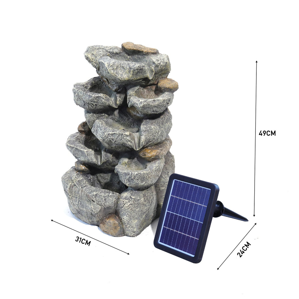 Garden Solar Powered Cascading Waterfall Fountain with LED Lights