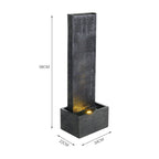 Rectangle Stone-Styled Cascading Waterfall Fountain with LED Lights