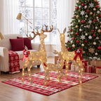 3-Piece Christmas Champagne Lighted Reindeer Family Set