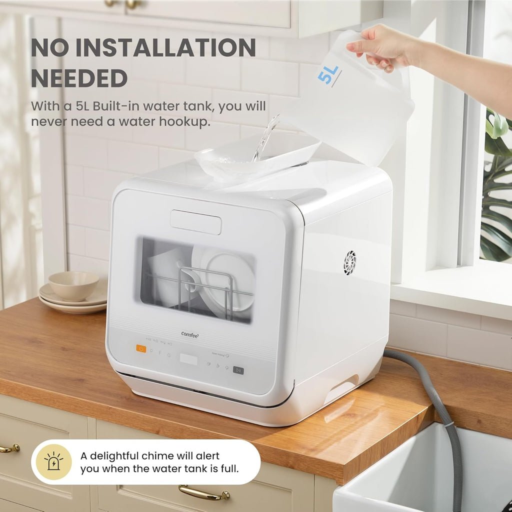 5L Countertop Dishwasher with 6 Wash Programs