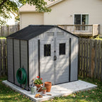 8 x 6 ft Plastic Garden Storage Shed with Apex Roof & Double Doors