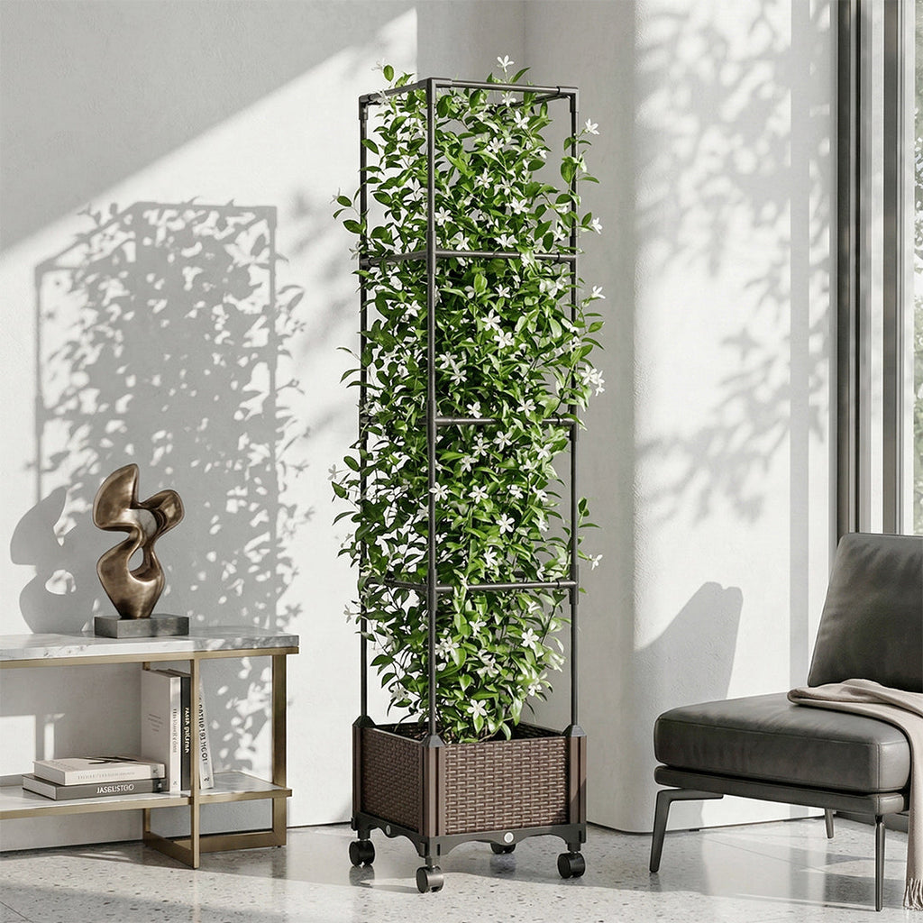 Rolling Planter Box with Trellis